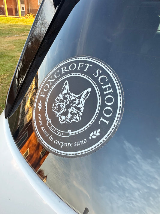 White Round Foxcroft Seal Window Sticker